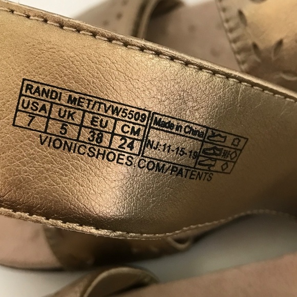 Vionic Randi Orthotic Comfort Slide Sandals Leather Metallic Gold Size 7 - Picture 14 of 16